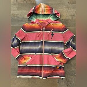 Aviator Nation Pink Multi-Stripe Zip Hoodie